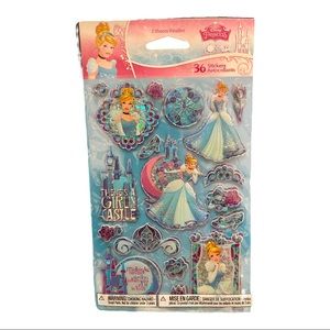 Disney Princess Cinderella 3D Dimensional Glitter Metallic Stickers Glass Shoe